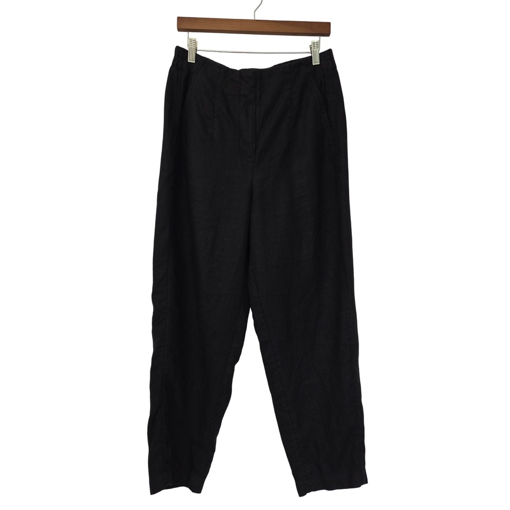 Whistles 100% Linen Pants Tapered Barrel Womens 10 Black